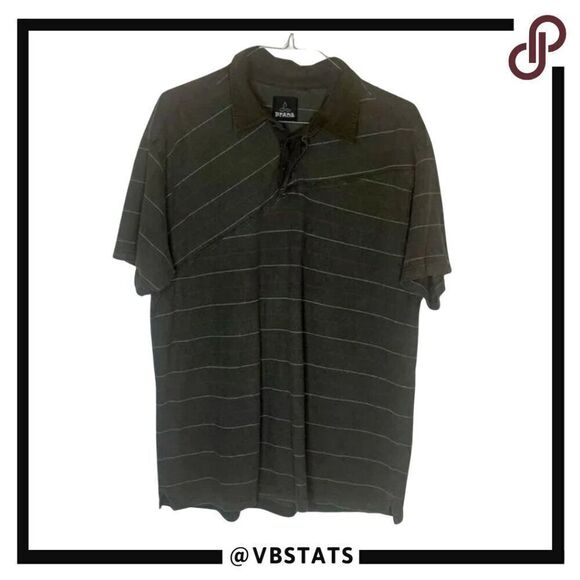 Prana Olive Green Striped SS Polo in Size XL - Picture 1 of 6